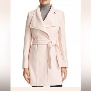 Calvin Klein Belted Wool Wrap Coat Pale Pink  Blush XXS / XS Unworn Winter Glam